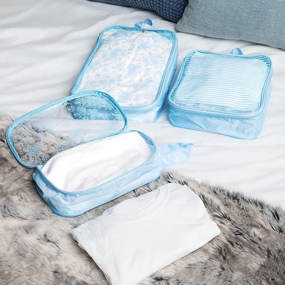 NEW Miamica Blue Travel Packing Cubes Set of 3 - Picture 3 of 5